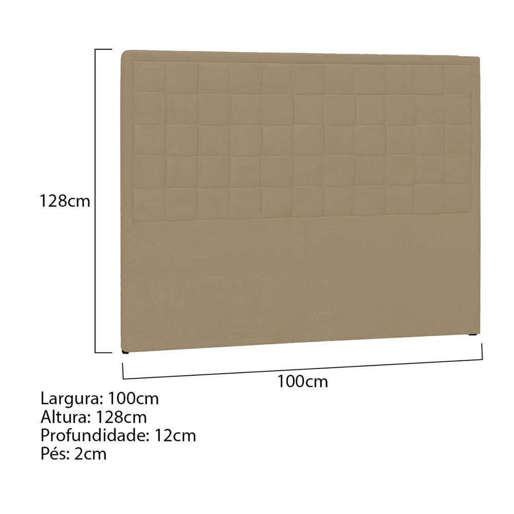 Cabeceira Solteiro Palermo P04 100 Cm Suede Bege Tca 941 - 5