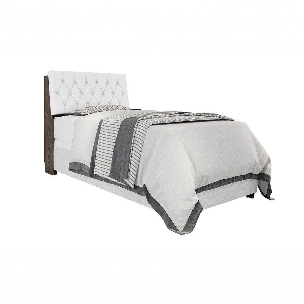 Cabeceira Box Solteiro 0,88 Chocolate Com Capitonê Branco - 5