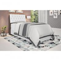 Cabeceira Box Solteiro 0,88 Chocolate Com Capitonê Branco - 1