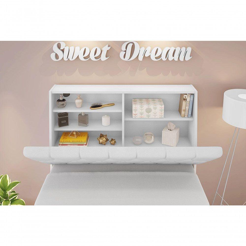 Cabeceira Box Solteiro 0,88 Branco Com Painel Class Branco - 3