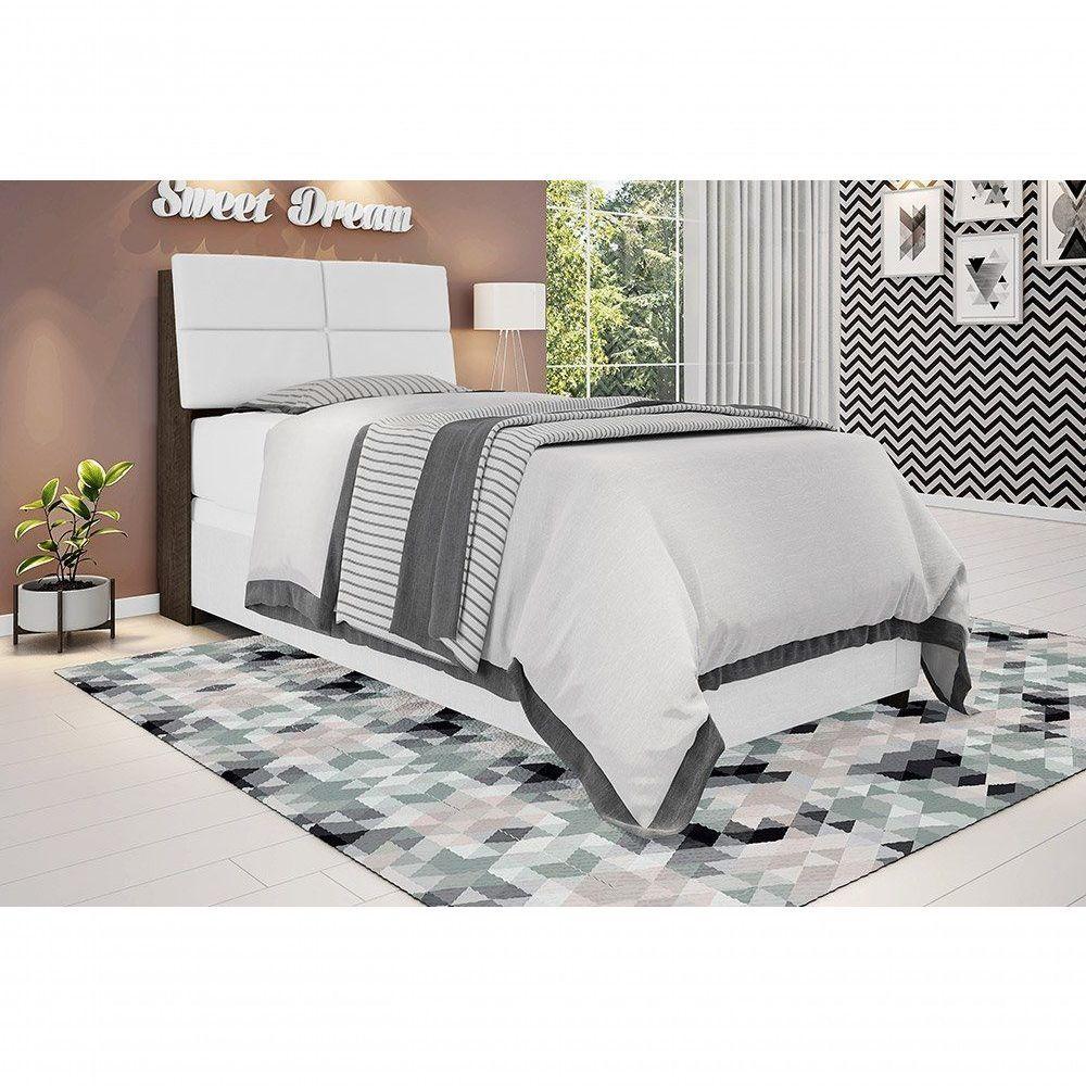 Cabeceira Box Solteiro 0,88 Chocolate Com Painel Branco - 1