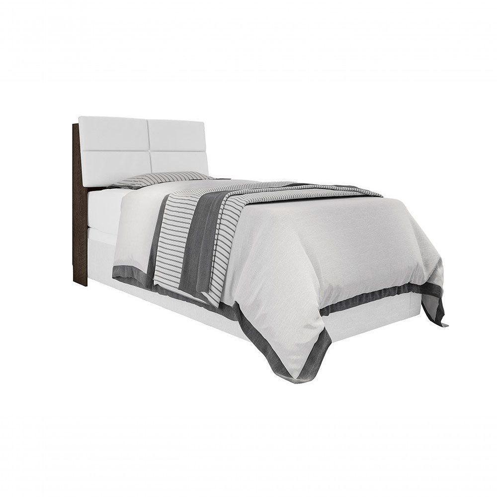 Cabeceira Box Solteiro 0,88 Chocolate Com Painel Branco - 5