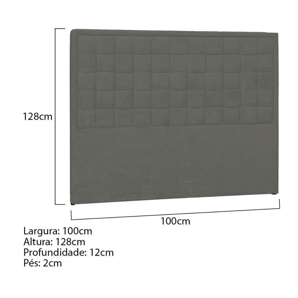 Cabeceira SolteiroP04 100 Cm Suede Cinza Escuro Tca 958 - 5