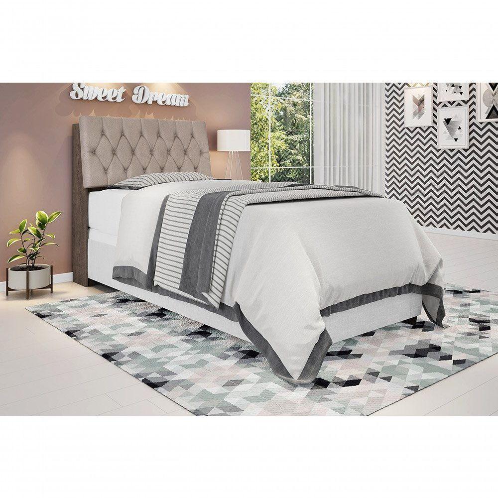 Cabeceira Box Solteiro 0,88 Chocolate Com Capitonê Bege - 1