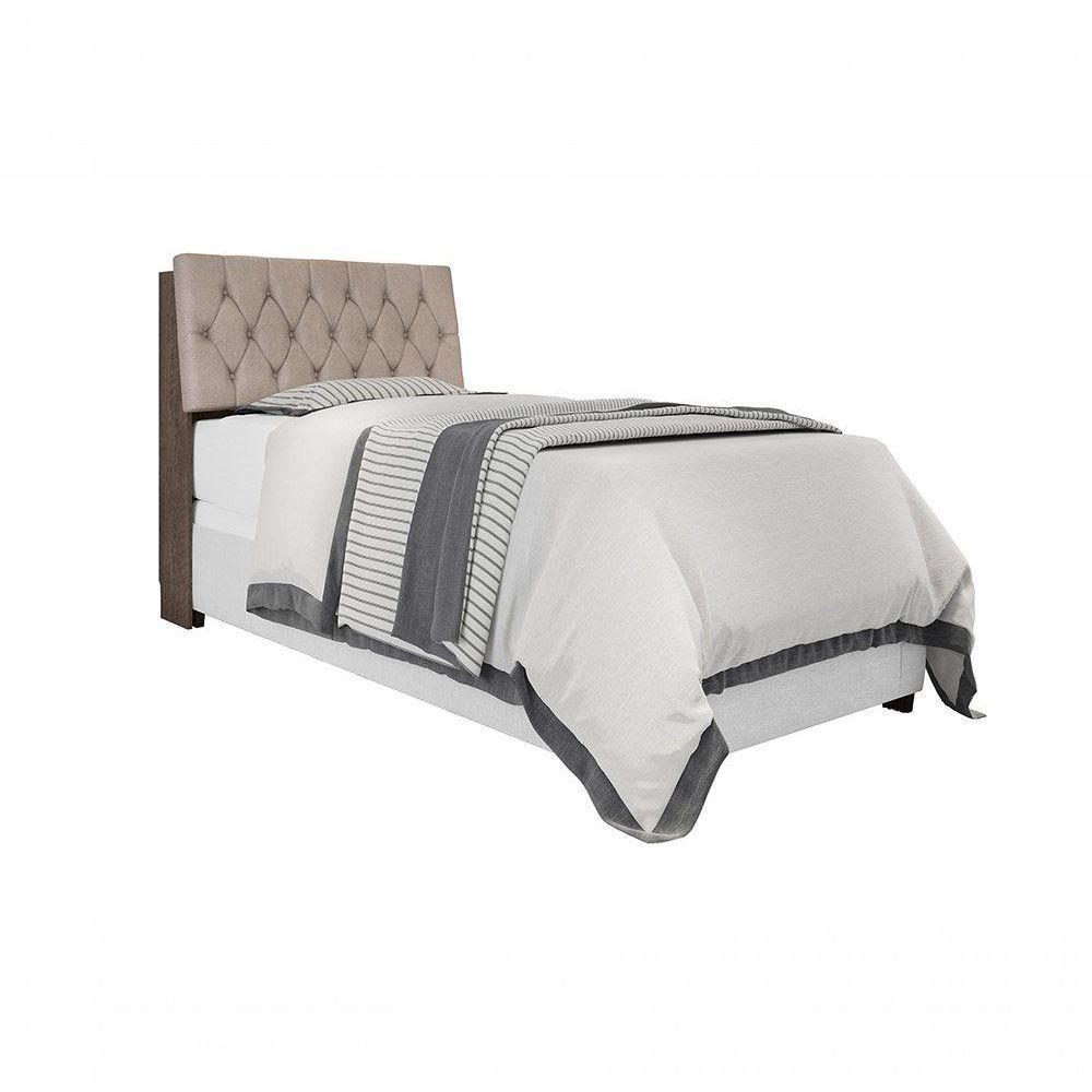 Cabeceira Box Solteiro 0,88 Chocolate Com Capitonê Bege - 4