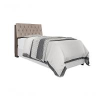 Cabeceira Box Solteiro 0,88 Chocolate Com Capitonê Bege