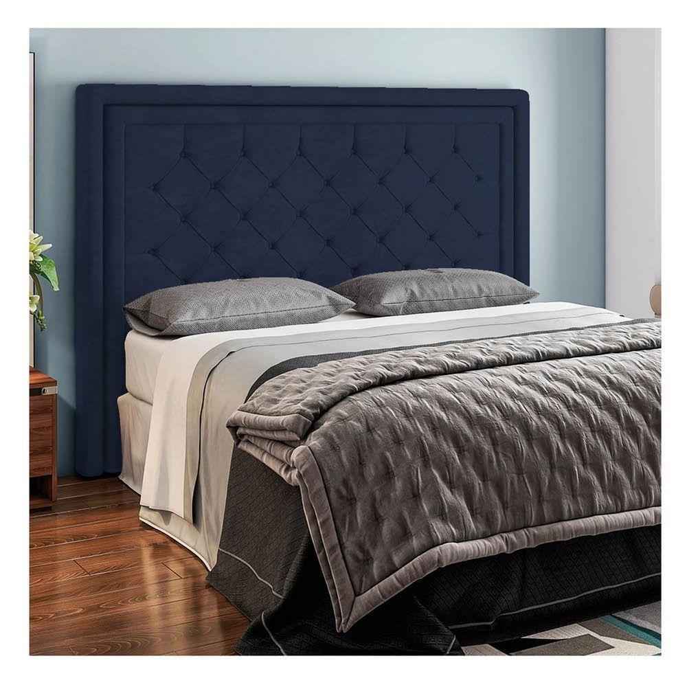 Cabeceira Solteiro P04 100 Cm Suede Azul Marinho Tca 948 - 6