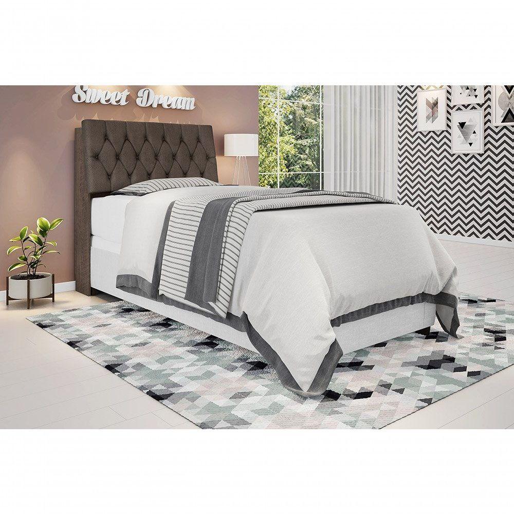 Cabeceira Box Solteiro 0,88 Chocolate Com Capitonê Marrom - 1