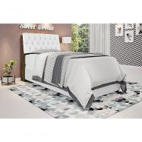 Cabeceira Box Solteiro 0,88 Isis Malbec Com Capitonê Branco - 1