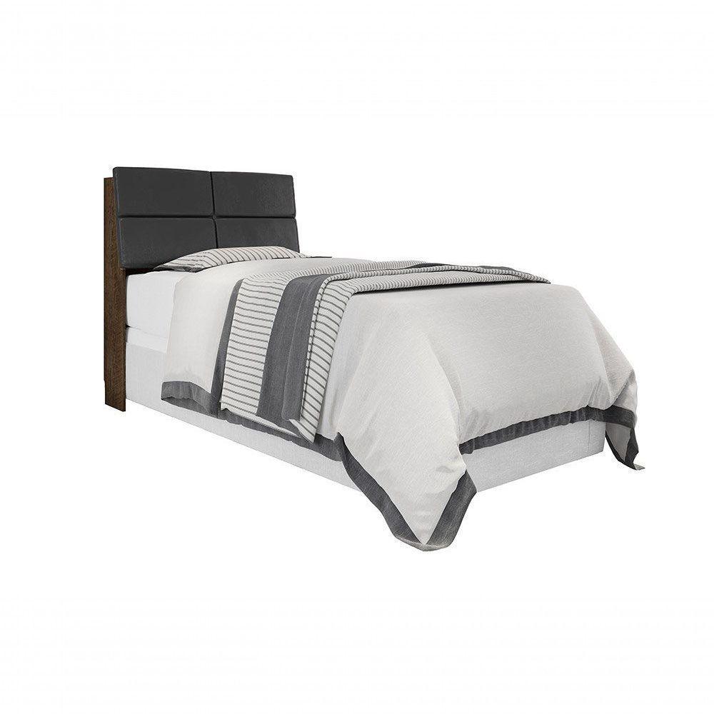 Cabeceira Box Solteiro 0,88 Isis Malbec Com Painel Preto - 5