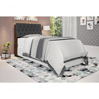 Cabeceira Box Solteiro 0,88 Isis Malbec Com Capitonê Preto - 1