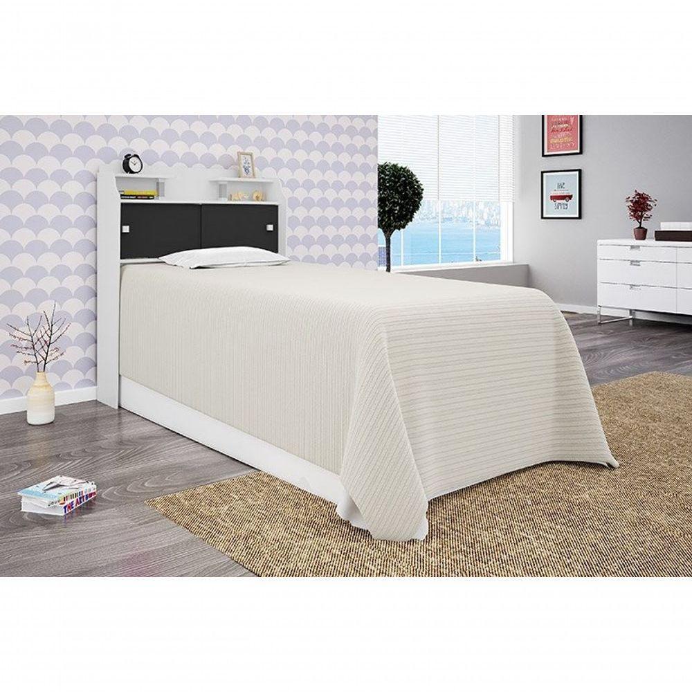 Cabeceira Box Solteiro 0,88cm Elisa Branco Branco preto - 1