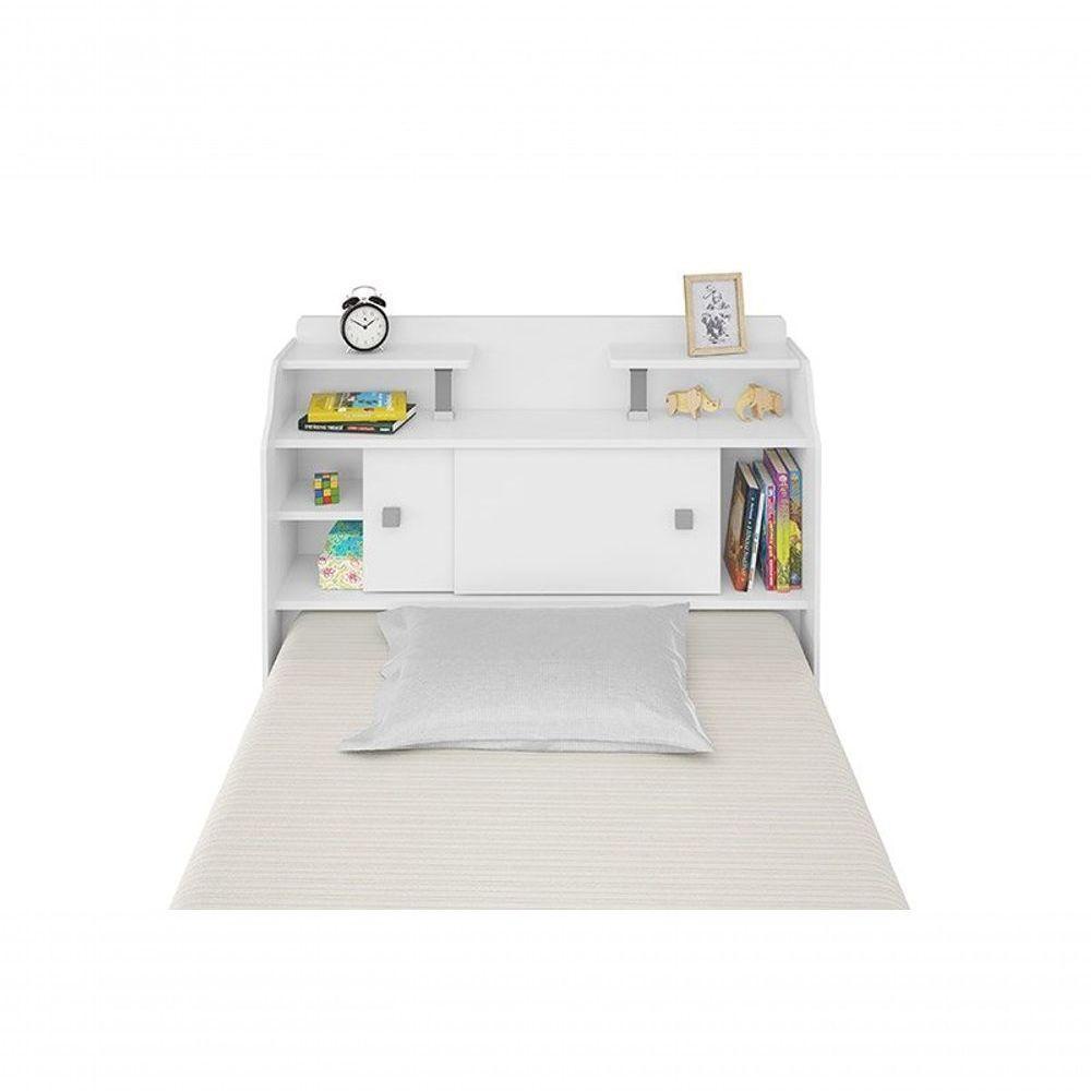 Cabeceira Box Solteiro 0,88cm Elisa Branco Branco preto - 10