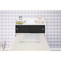 Cabeceira Box Solteiro 0,88cm Elisa Branco Branco preto - 5