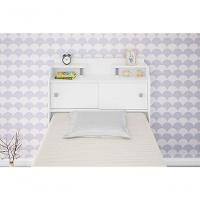 Cabeceira Box Solteiro 0,88cm Elisa Branco Branco preto - 9