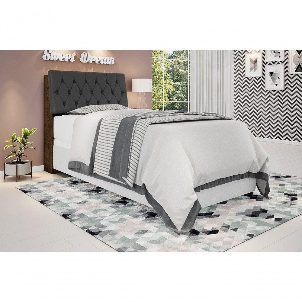 Cabeceira Box Solteiro 0,88 Isis Malbec Com Capitonê - 1