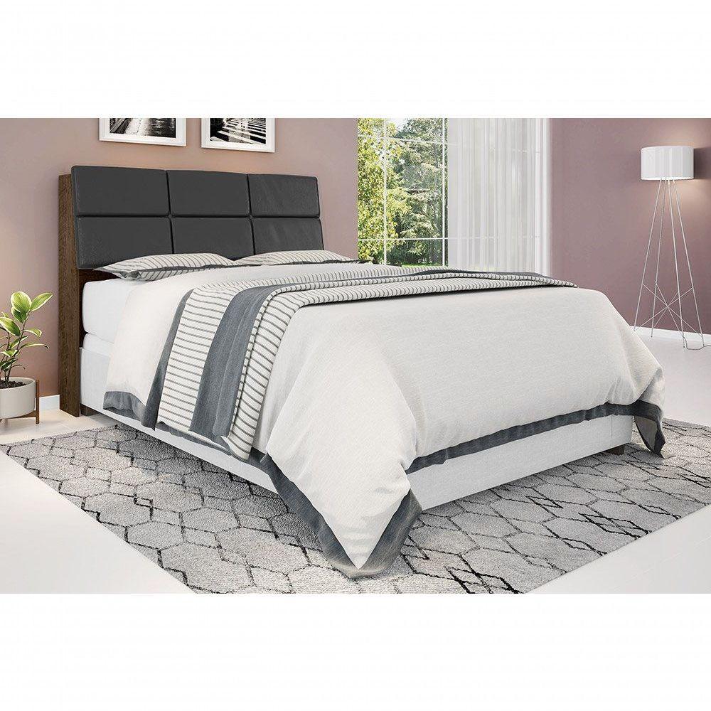 Cabeceira Box Casal 1,38 Isis Malbec Com Painel Class Preto - 1