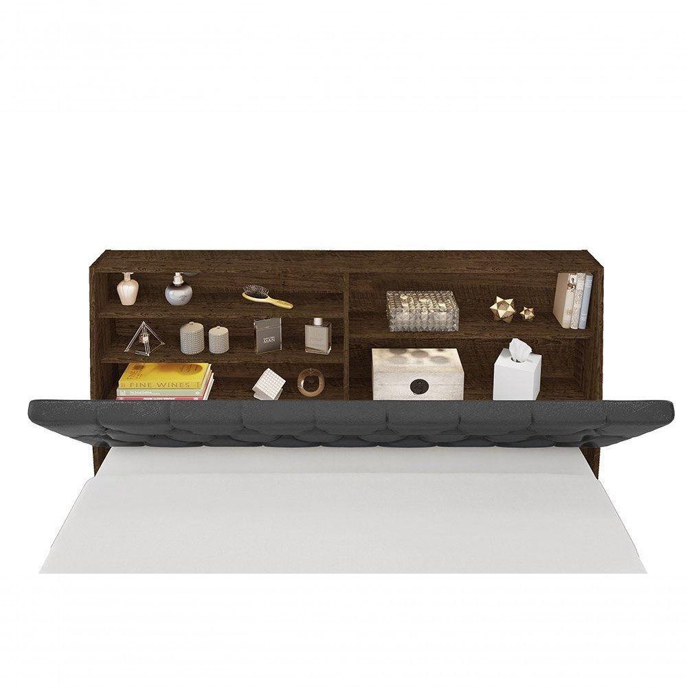 Cabeceira Box Casal 1,38 Isis Malbec Com Painel Class Preto - 3