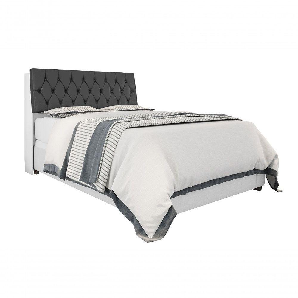 Cabeceira Box Casal 1,38 Isis Branco Com Capitonê Preto - 5