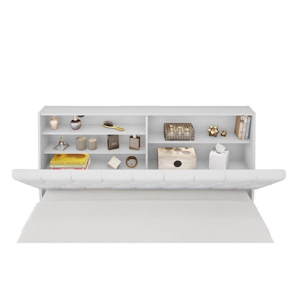 Cabeceira Box Casal 1,38 Branco Com Painel Class Branco - 3