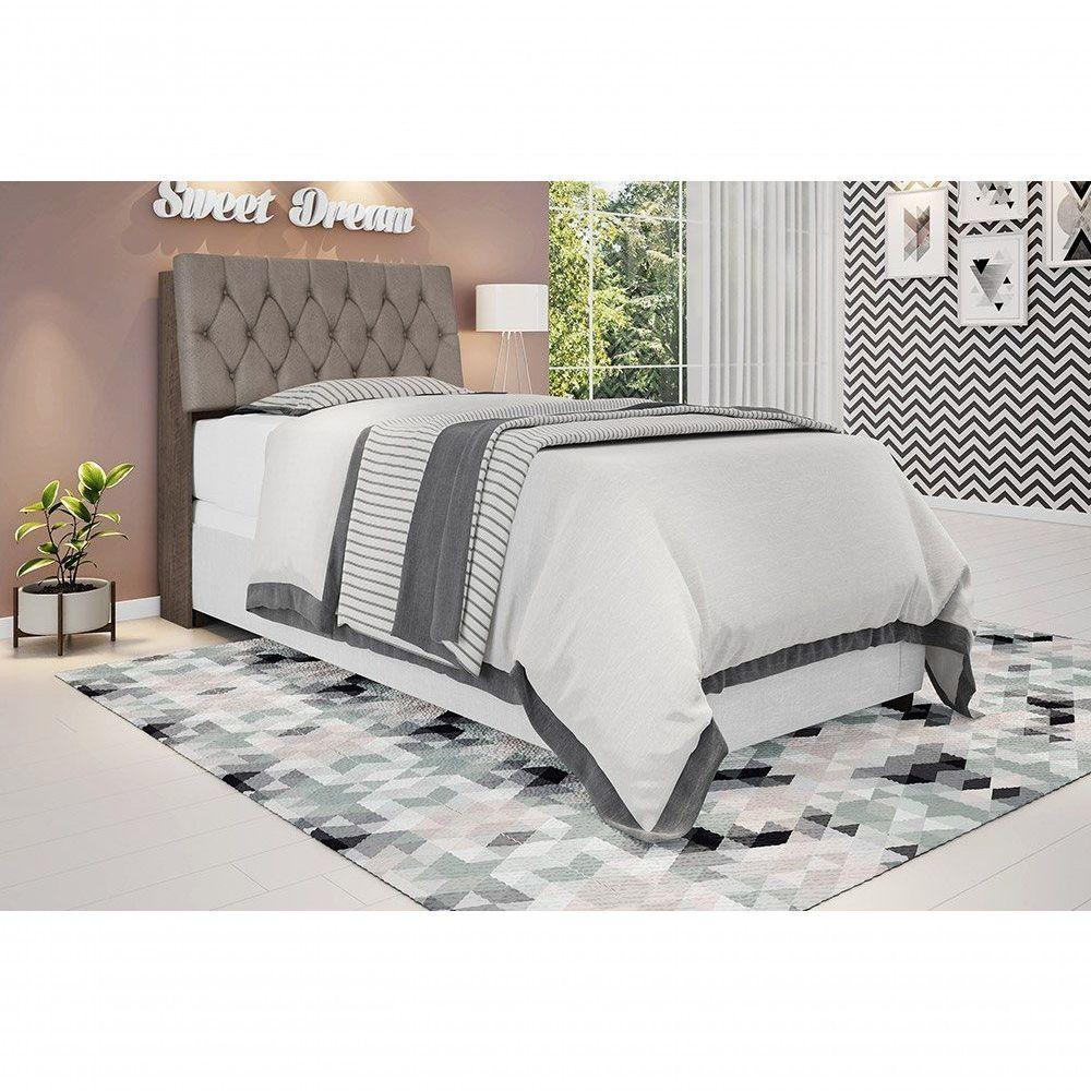 Cabeceira Box Solteiro 0,88 Chocolate Com Capitonê Capuccino - 1