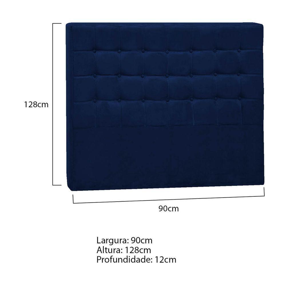 Cabeceira Solteiro P04 90 Cm Suede Azul Marinho Tca 948 - 5