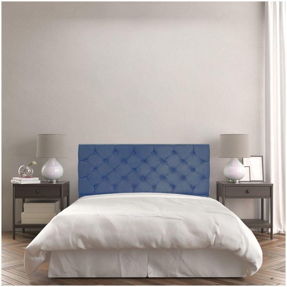 Cabeceira Painel Capitonê Casal 1,40m Jade Suede Azul Marinho - 6