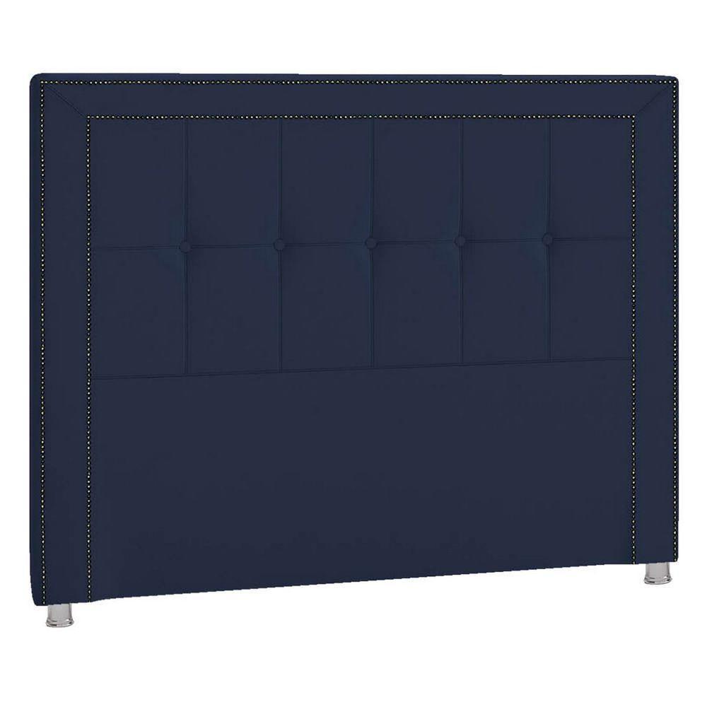 Cabeceira Solteiro P04 100 Cm Suede Azul Marinho Tca 948 - 1