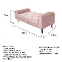 Cabeceira Lady e Recamier Félix 90 Cm Solteiro Suede Rosê - 9