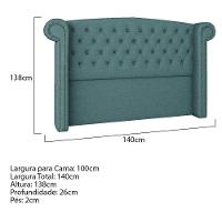 Cabeceira Solteiro Lyon P04 100 Cm Suede Turquesa Tca 946 - 5