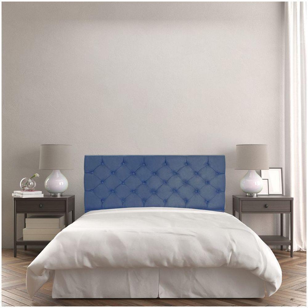 Cabeceira Capitonê King 1,95m Jade Suede Cor Azul Marinho - 7