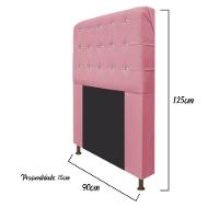 Cabeceira Dama 90Cm Solteiro Com Strass Suede Rosa Bebê - 2