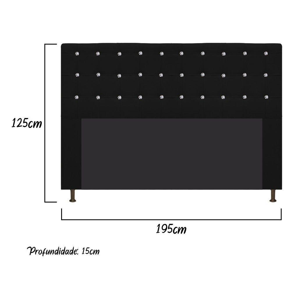 Cabeceira Dama 195Cm King Size Com Strass Suede Preto - 2