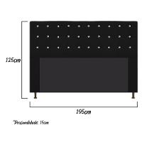 Cabeceira Dama 195Cm King Size Com Strass Suede Preto - 2