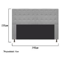 Cabeceira Dama 140Cm Casal Com Strass Suede Cinza - 2