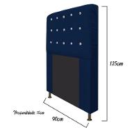Cabeceira Dama 90Cm Solteiro Com Strass Suede Azul Marinho - 2
