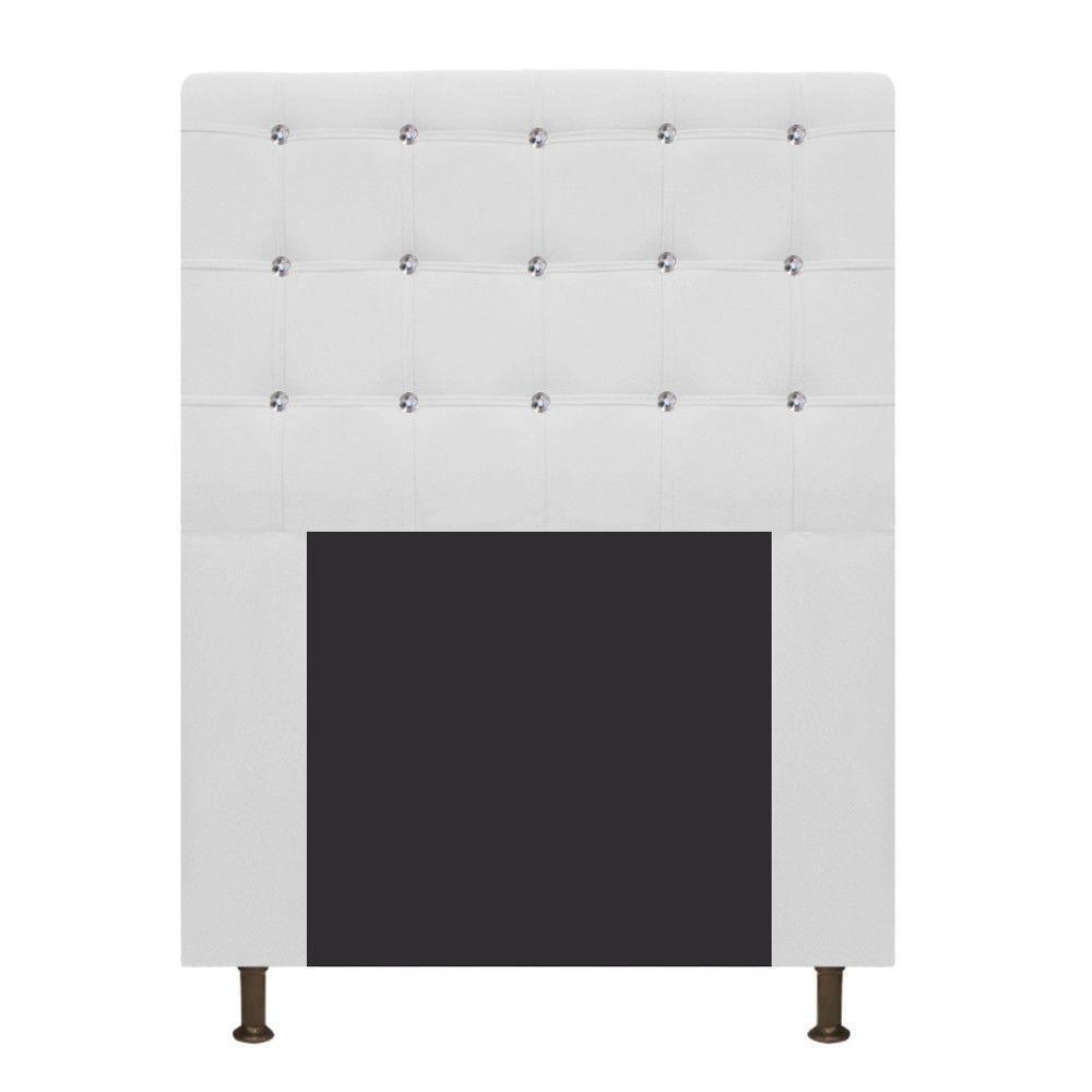 Cabeceira Dama 90Cm Solteiro Com Strass Suede Branco - 1