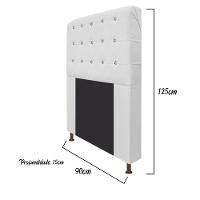 Cabeceira Dama 90Cm Solteiro Com Strass Suede Branco - 2