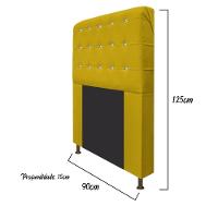 Cabeceira Dama 90Cm Solteiro Com Strass Suede Amarelo - 2