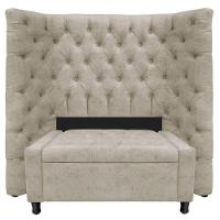 Kit Cabeceira E Calçadeira Baú Solteiro Everest P02 90 Cm Para Cama Box Suede - Amarena Móveis Bege - 1