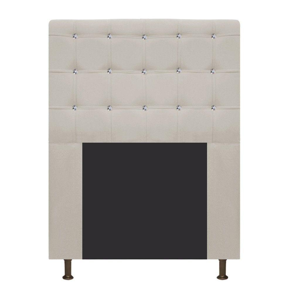 Cabeceira Dama 90Cm Solteiro Com Strass Suede Bege - 1