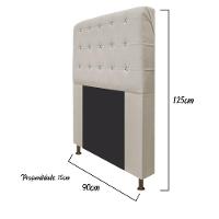 Cabeceira Dama 90Cm Solteiro Com Strass Suede Bege - 2