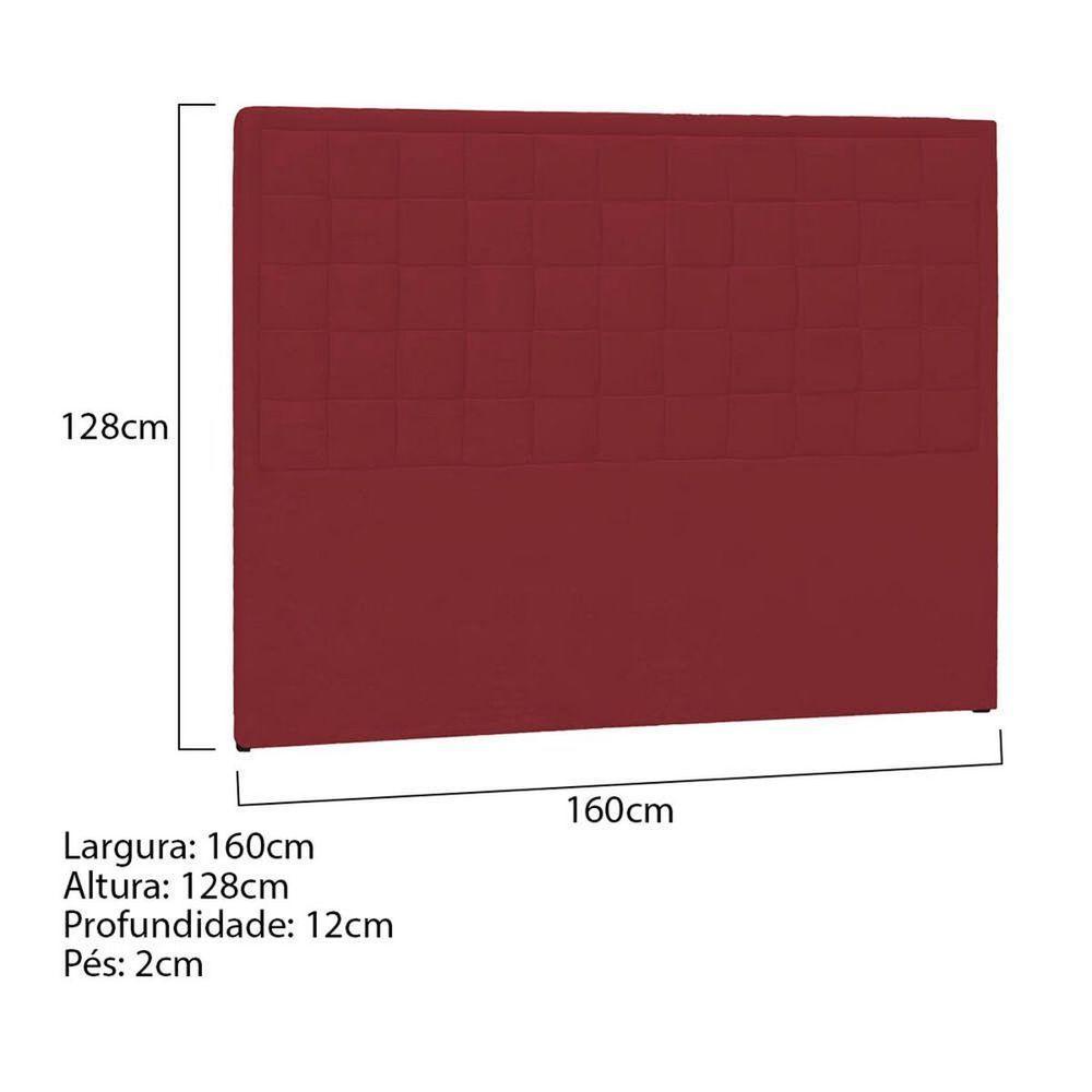 Cabeceira Queen Palermo P04 160 Cm Suede Vermelho Tca 53 - 5