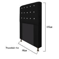 Cabeceira Dama 90Cm Solteiro Com Strass Suede Preto - 2