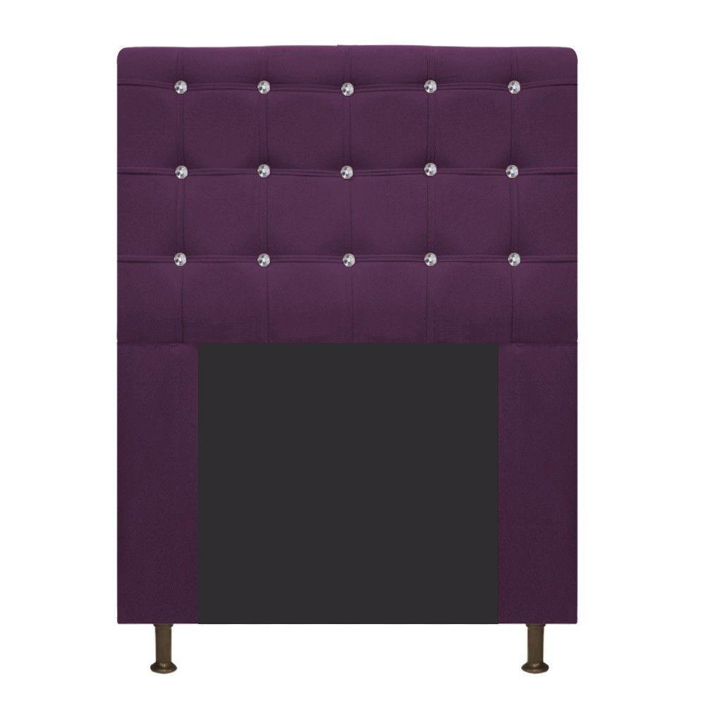 Cabeceira Dama 90Cm Solteiro Com Strass Suede Roxo - 1