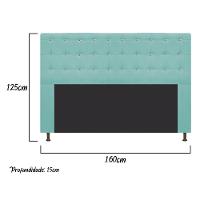 Cabeceira Dama 160Cm Queen Size Com Strass Suede Azul Tiffany - 2