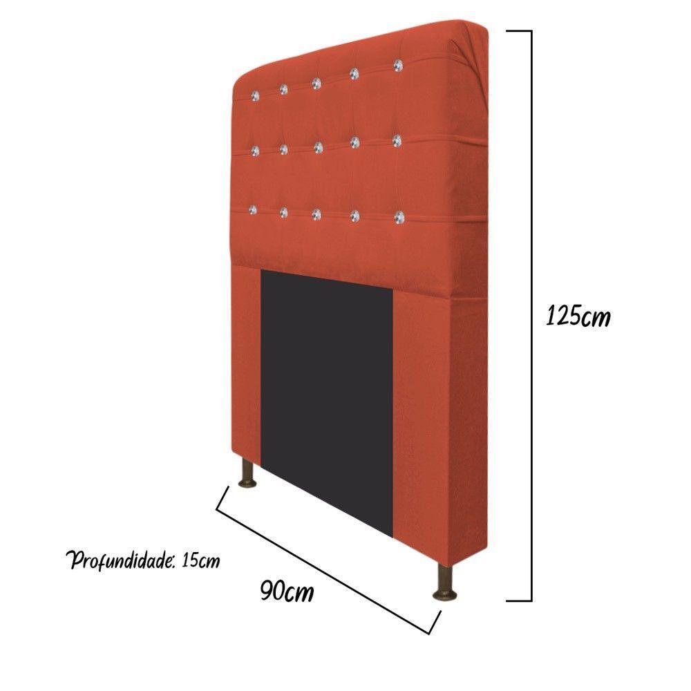 Cabeceira Dama 90Cm Solteiro Com Strass Suede Terracota - 2