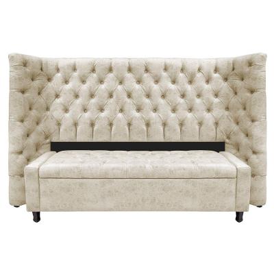 Kit Cabeceira E Calçadeira Baú Queen Everest P02 160 Cm Para Cama Box Linho - Amarena Móveis Bege
