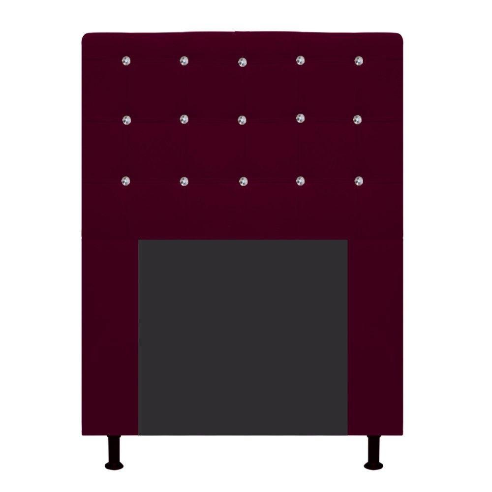 Cabeceira Dama 90Cm Solteiro Com Strass Suede Bordô - 1
