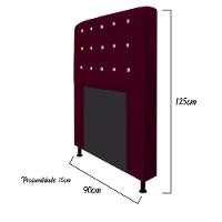 Cabeceira Dama 90Cm Solteiro Com Strass Suede Bordô - 2